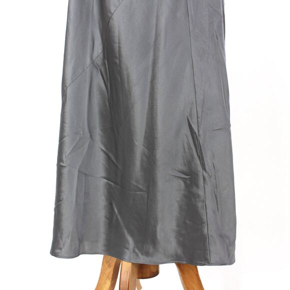 Reformation Casette Shale Gray Silk Dress 8 NEW Cowl Neck Satin Formal Midi - Picture 5 of 8
